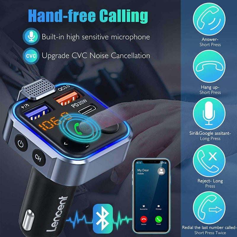 PBuddy Original Car FM Transmitter, Wireless Bluetooth 5.0 Radio Adapter Car Kit, PD3.0 Type C 20W+QC3.0 Car Fast Charger, Hands Free Calling, Bass Lossless Hi-Fi Sound Support U Disk PBuddy Original Car FM Transmitter, Wireless Bluetooth 5.0 Radio Adapter Car Kit, PD3.0 Type C 20W+QC3.0 Car Fast Charger, Hands Free Calling, Bass Lossless Hi-Fi Sound Support U Disk